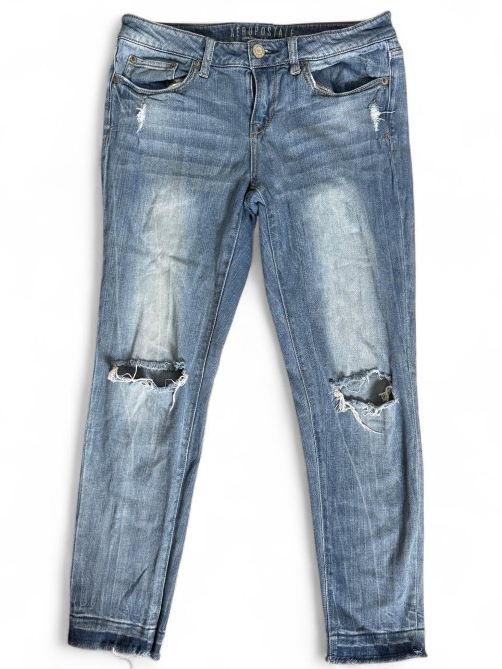 Aeropostale Women's Light Blue Distressed Jeans